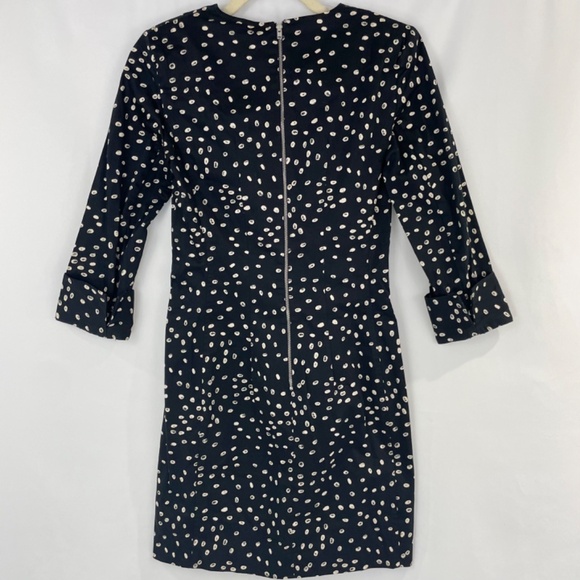 French Connection Dot Print Stretch Cotton Sheath Dress Black Snowdrop Size 4 - Picture 10 of 16